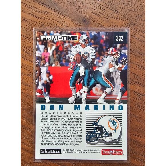 Dan Marino 1992 Skybox Primetime #332 - Team MVP - Dolphins-NFL - Freshly Opened - Picture 2 of 2